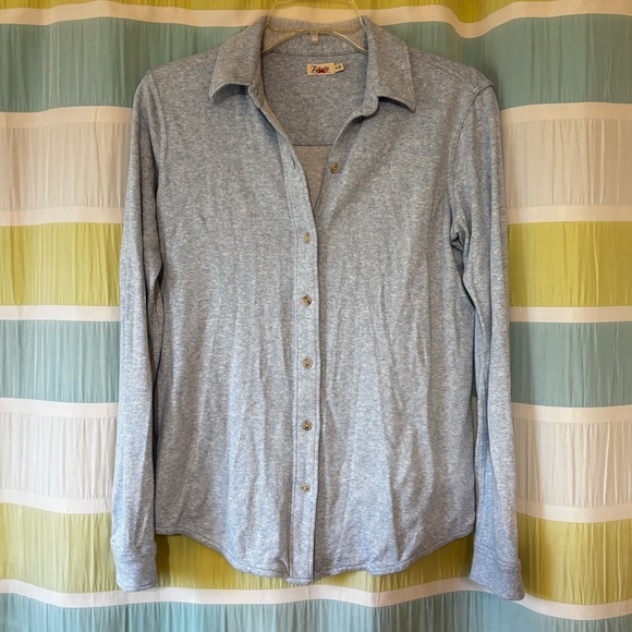Faherty All Time Shirt Blue Heather Twill Sz XSmall - Picture 9 of 9